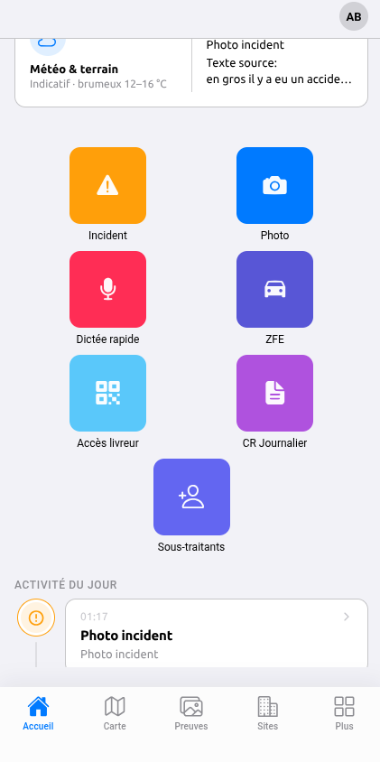 Terrops BTP — actions rapides